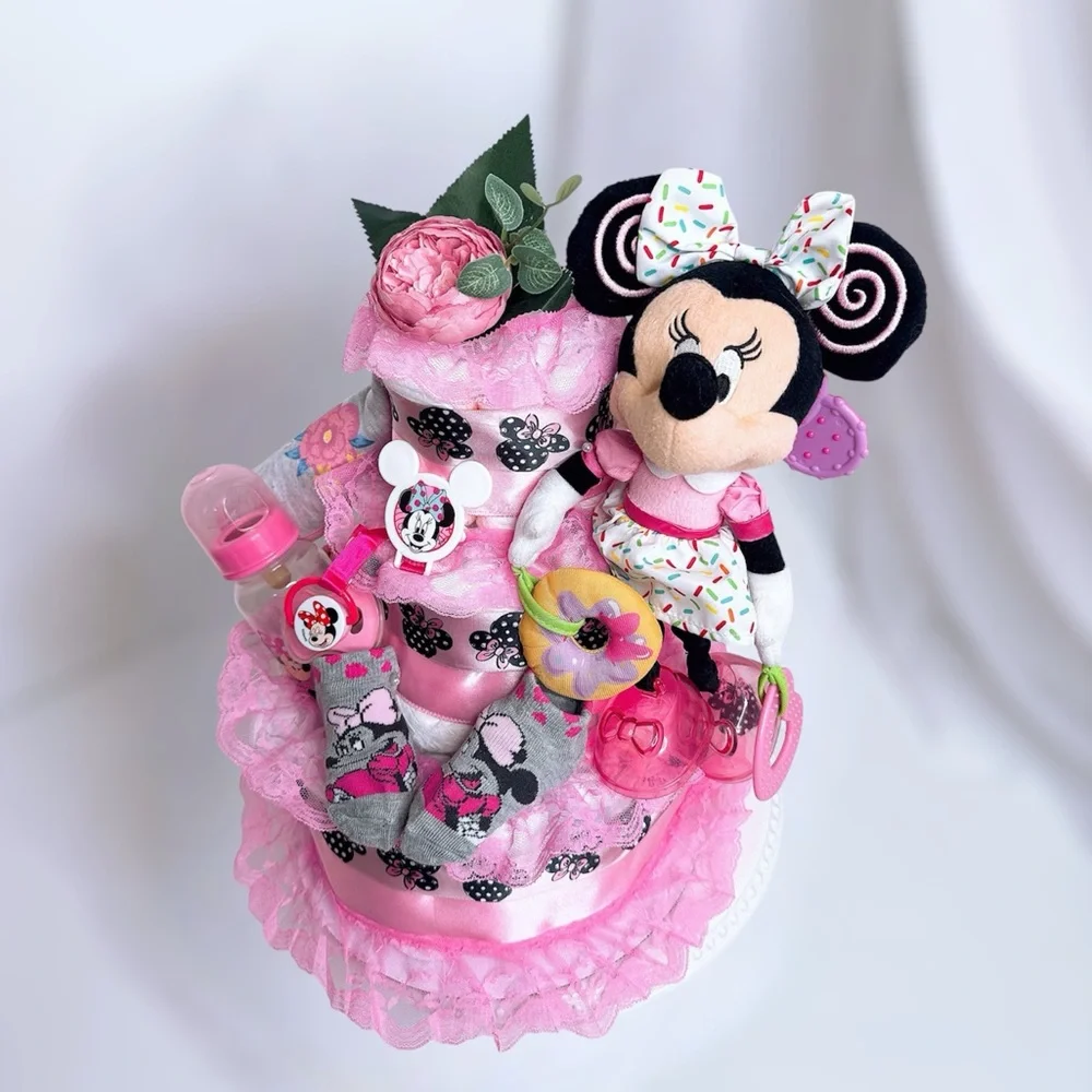 Minnie Mouse Themed Diaper Cake, Baby Shower Gift